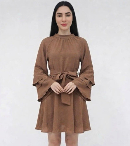 Damen linien kleid braun - damen, m