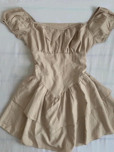 Damen minikleid beige s - beige, gr.