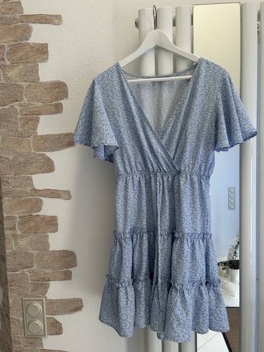 Minikleid blau weiß blumen - minikleid,