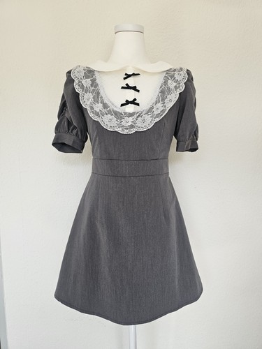 Petite minikleid grau kragen - grau,