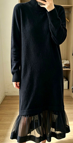 Damen strickkleid midi - damen,