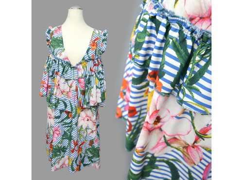 Vintage streifen blumen tiki - vintage,