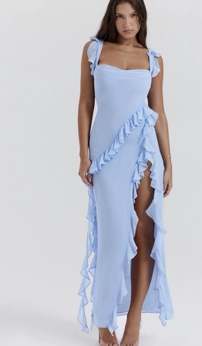 Kleid blau m rüschen - blau,