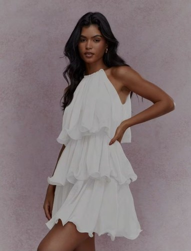 Damen kleid weiß minikleid - m,