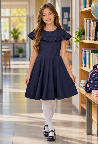 Kleid mädchen 146 blau - ,