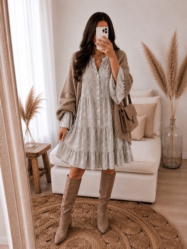 Damenkleid paisley grau weiß - paisley, grau/weiß
