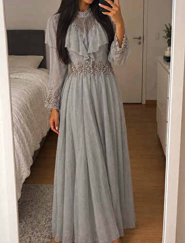 Damen abendkleid lang grau - damen,