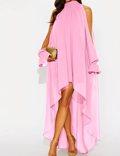Damen maxikleid rosa - rosa, hi-low