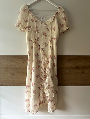 Damen midi kleid - midi-kleid, weiß/rosa